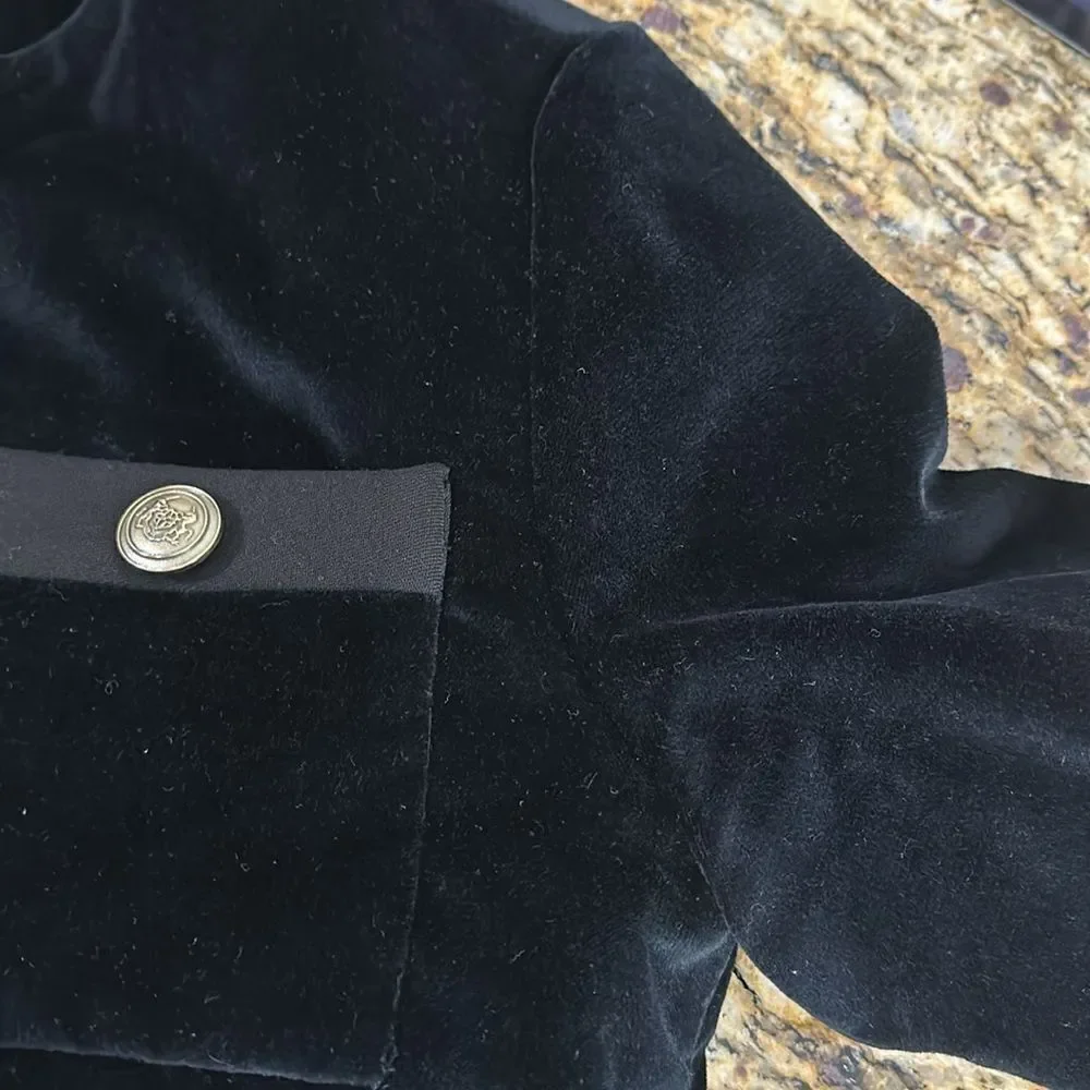 Maje Benny Velvet Button-Front Slim Fit Plush Jacket In Black Size S